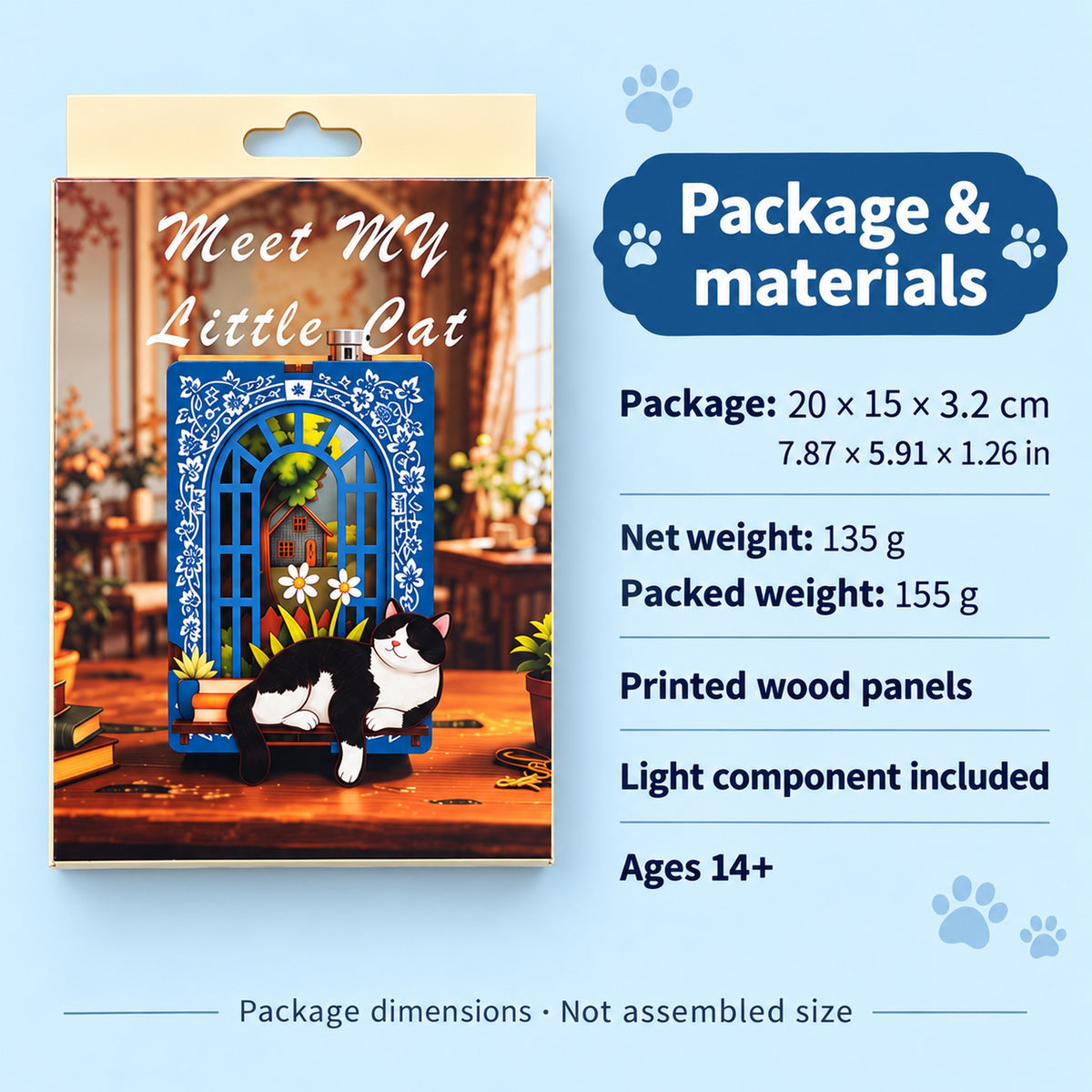 Meet My Little Cat DIY Wooden Magnetic Kit with Light