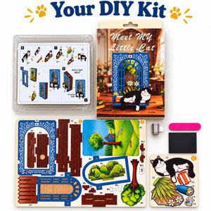 Meet My Little Cat DIY Wooden Magnetic Kit with Light