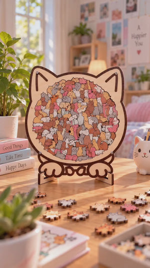 Maillard Color Wooden Puzzle with Display Stand product video