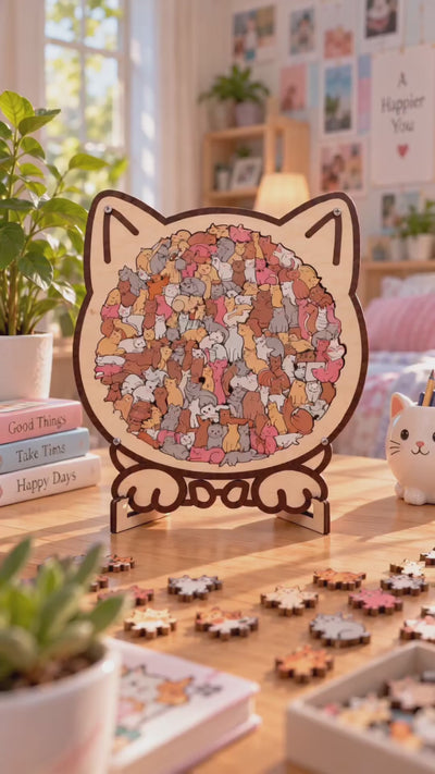 Maillard Color Wooden Puzzle with Display Stand product video