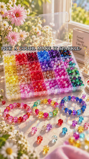Colorful 8 mm Glass & Crackle Bead Bracelet-Making Kit – Approx. 520 Pieces