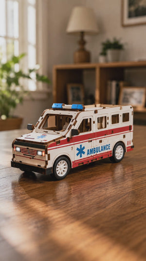 Ambulance wooden DIY model assembly video