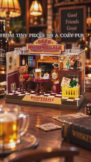 Whisper and Ale miniature tavern kit assembly and display