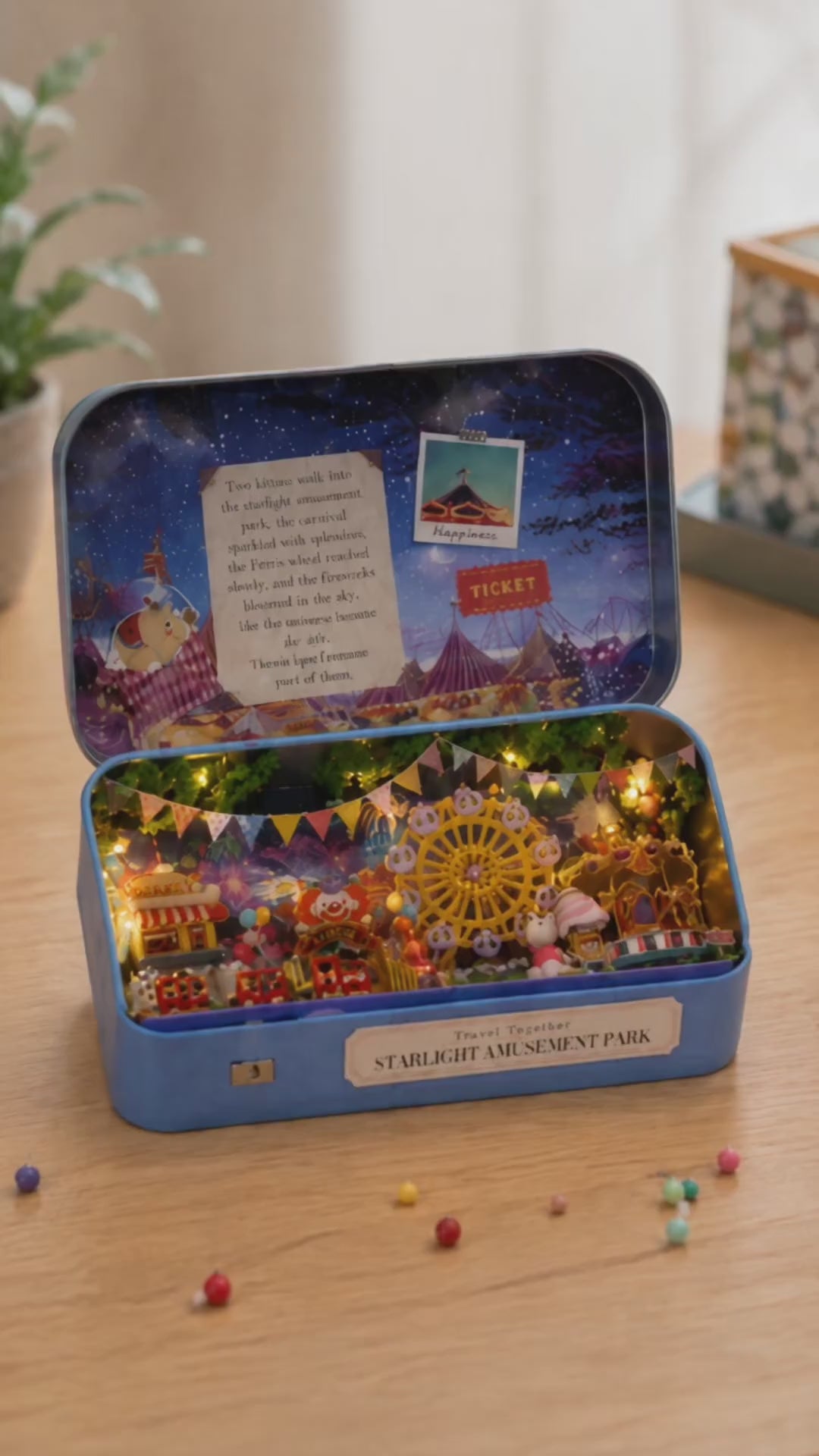 Starlight Amusement Park DIY miniature tin box theater – illuminated product video