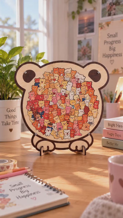 Bear Crowd Wooden Puzzle with Display Stand product video