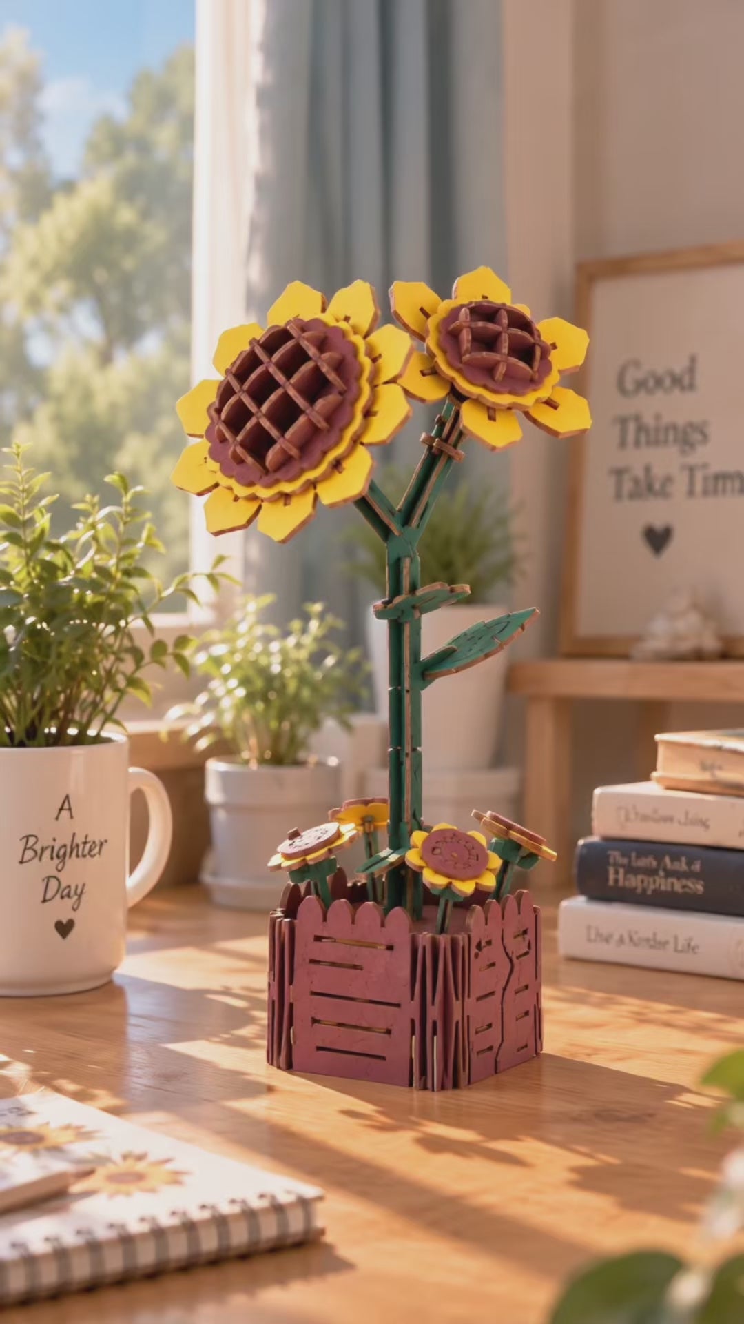 Blazing Sun Sunflower Wooden 3D Puzzle Flower Kit – 121 Pieces