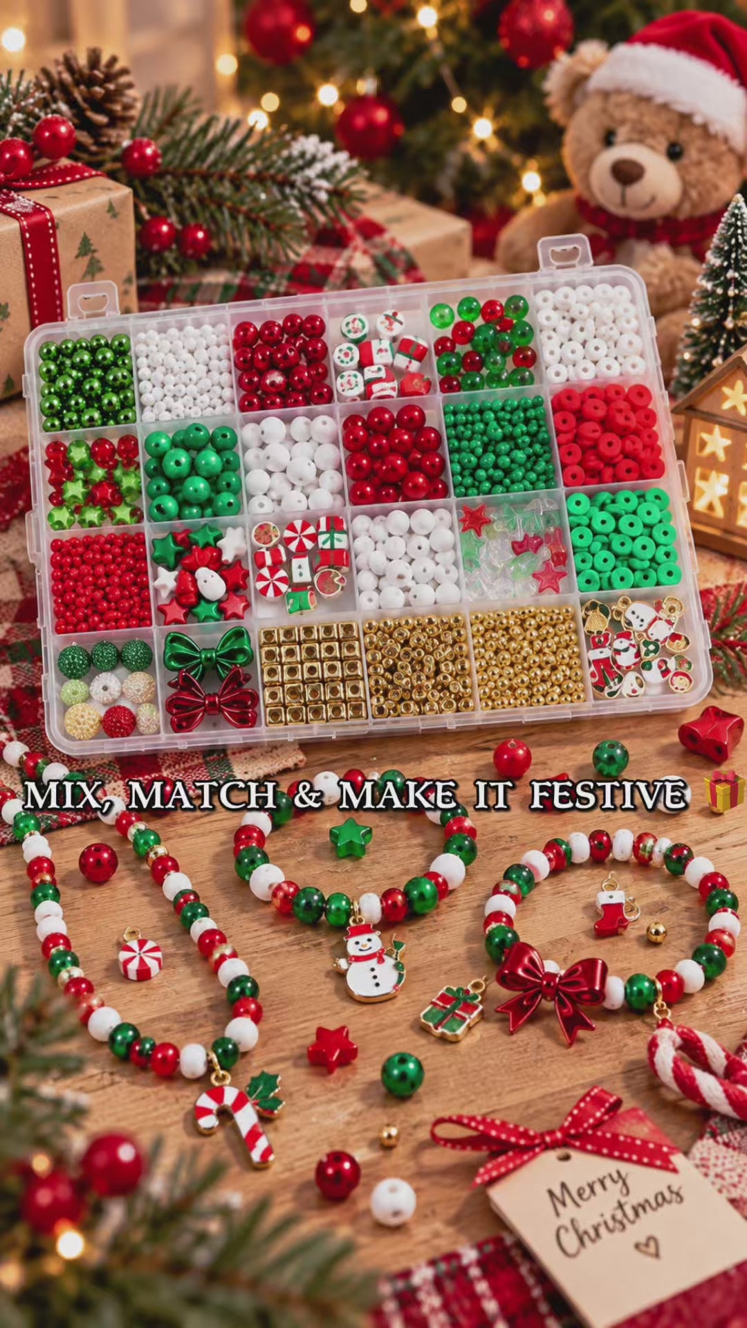 Christmas Bead Bracelet Making Kit – Approx. 890 Pieces