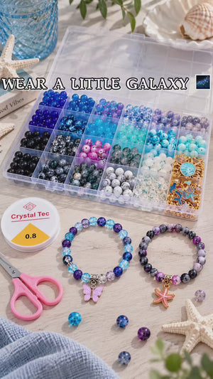Ocean-Themed 8 mm Glass Bead Bracelet-Making Kit – Approx. 660 Pieces