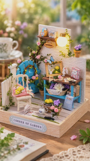 Corner of Garden DIY Miniature House Kit with LED Light – QT-033