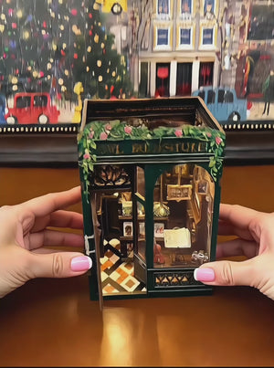 Owl Bookstore DIY Book Nook Kit with LED Light